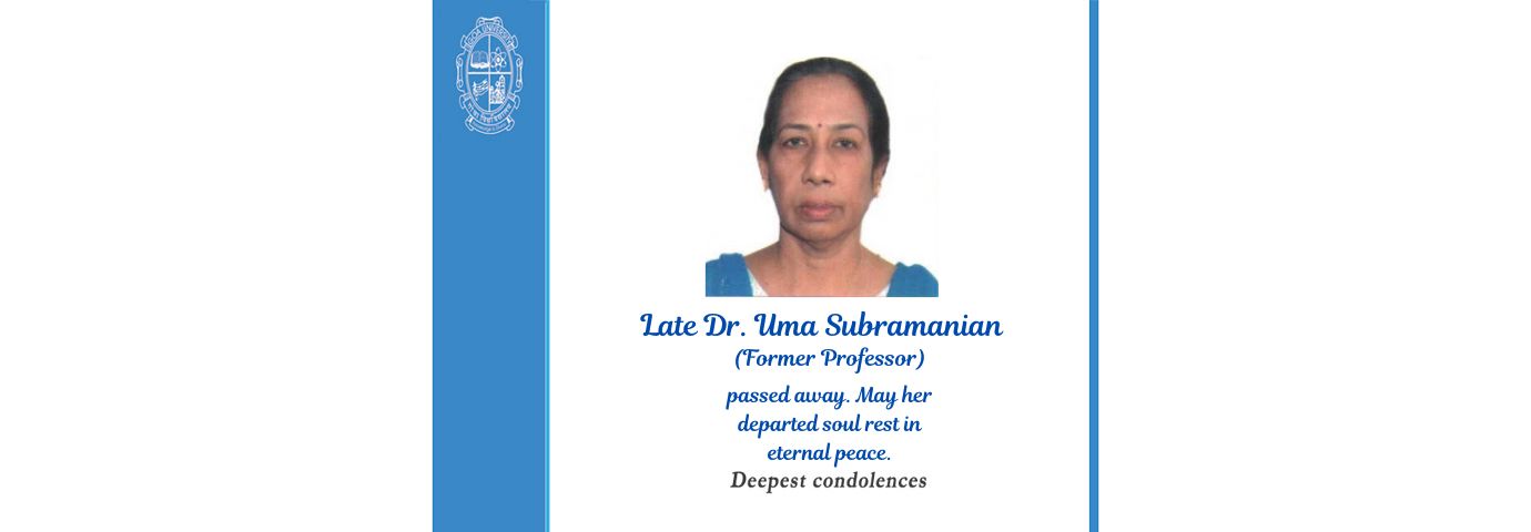 Condolence Late Dr. Uma Subramanian